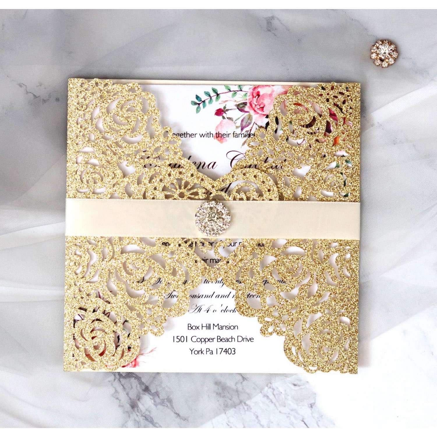 Glitter Invitation Latest Wedding Invitation Card Heart-shaped Card Greeting Card